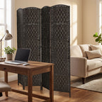 Room Divider, 4 Panel Folding Privacy Screen, 70.9" Tall Portable Weave Partition Wall Divider for Bedroom, Coffee