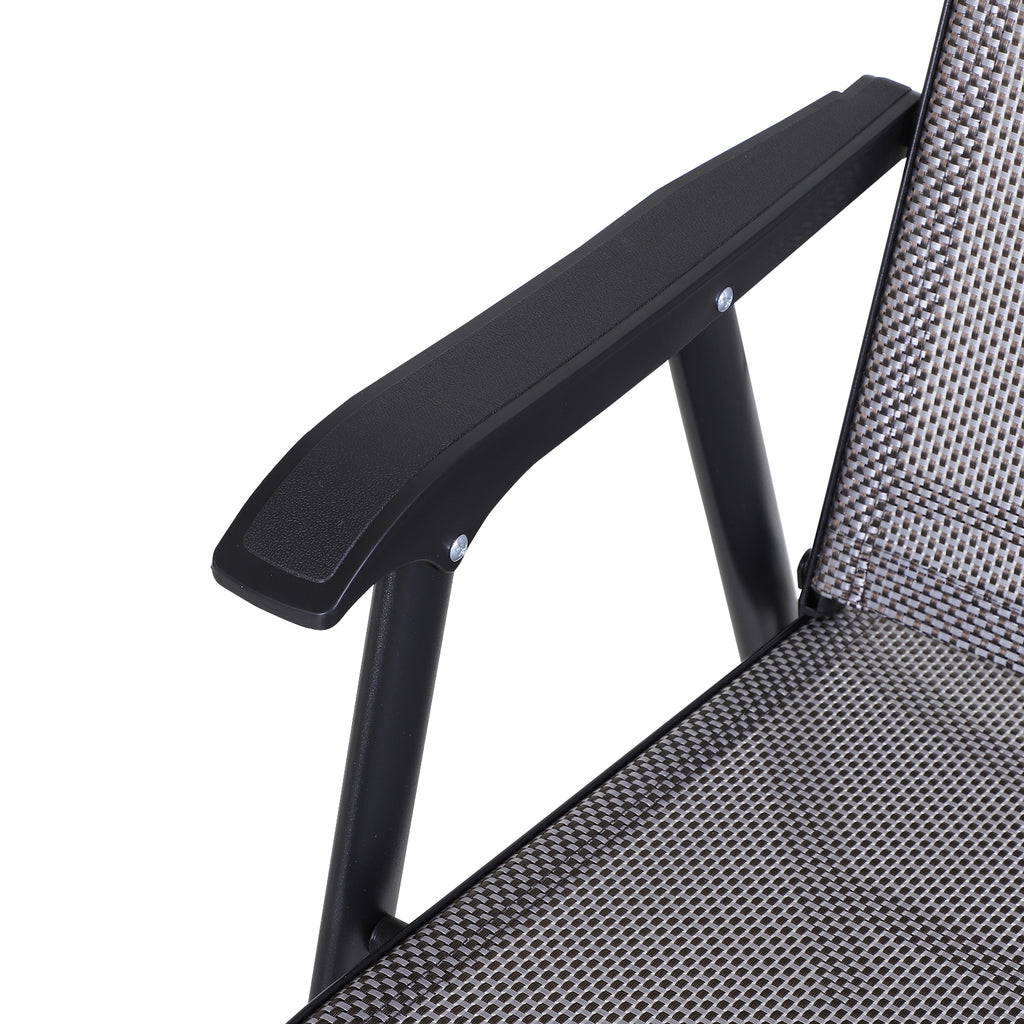 Set of 4 Outdoor Folding Chairs, Stackable Patio Dining Chairs with Armrests, Metal Frame, Gray