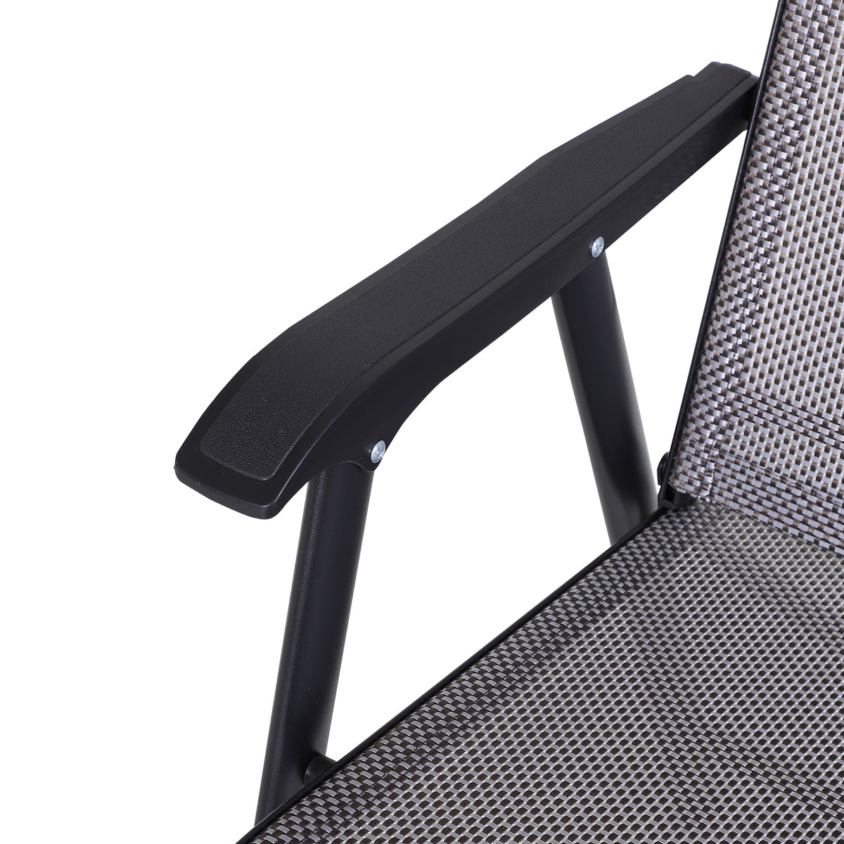 Set of 4 Outdoor Folding Chairs, Stackable Patio Dining Chairs with Armrests, Metal Frame, Gray