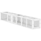 Wooden 98" Cat Tunnel for Outdoor with Combinable Design, 8 Doors, White
