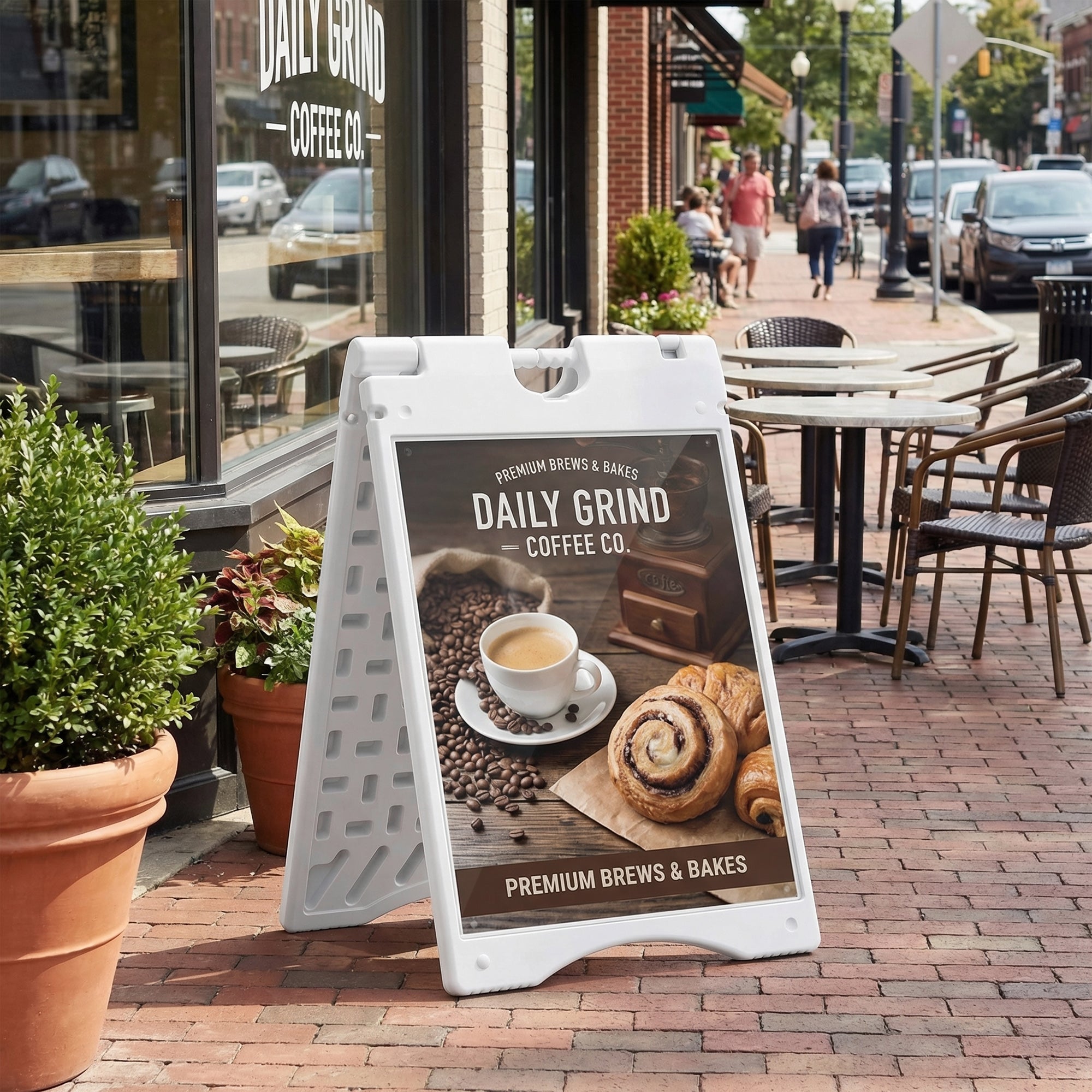 A Frame Sandwich Board Signs Outdoor 22" x 28" Sidewalk Sign with Weighted Tank & Weatherproof Design, White