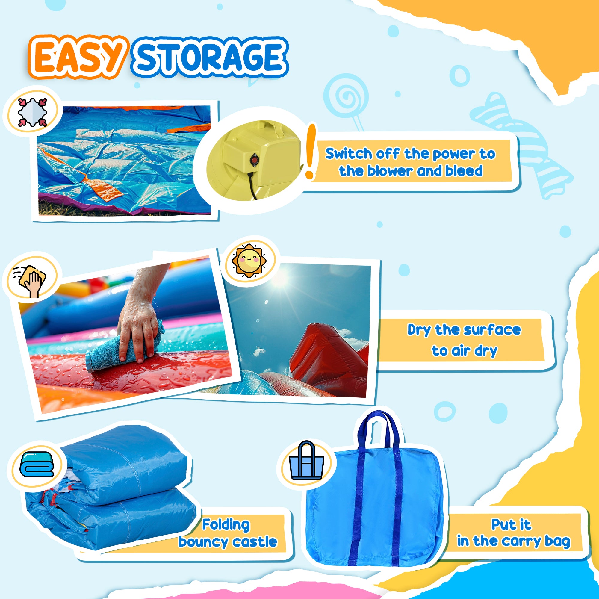 6-in-1 Inflatable Water Slide with Splash Pool, Slide, Climbing Wall, Water Cannon, Inflatable Bounce House for Kids with 2 Min. Inflation and Air Blower