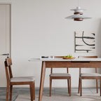 Extendable Dining Table with Stone Slab Tabletop, Sturdy Kitchen Table with Rounded Corners, 59″ L x 31.5″ W x 29.5″ H, White+Walnut