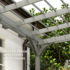 12' x 16' Outdoor Pergola, Wood Gazebo Grape Trellis with Stable Structure for Climbing Plant Support, Gray