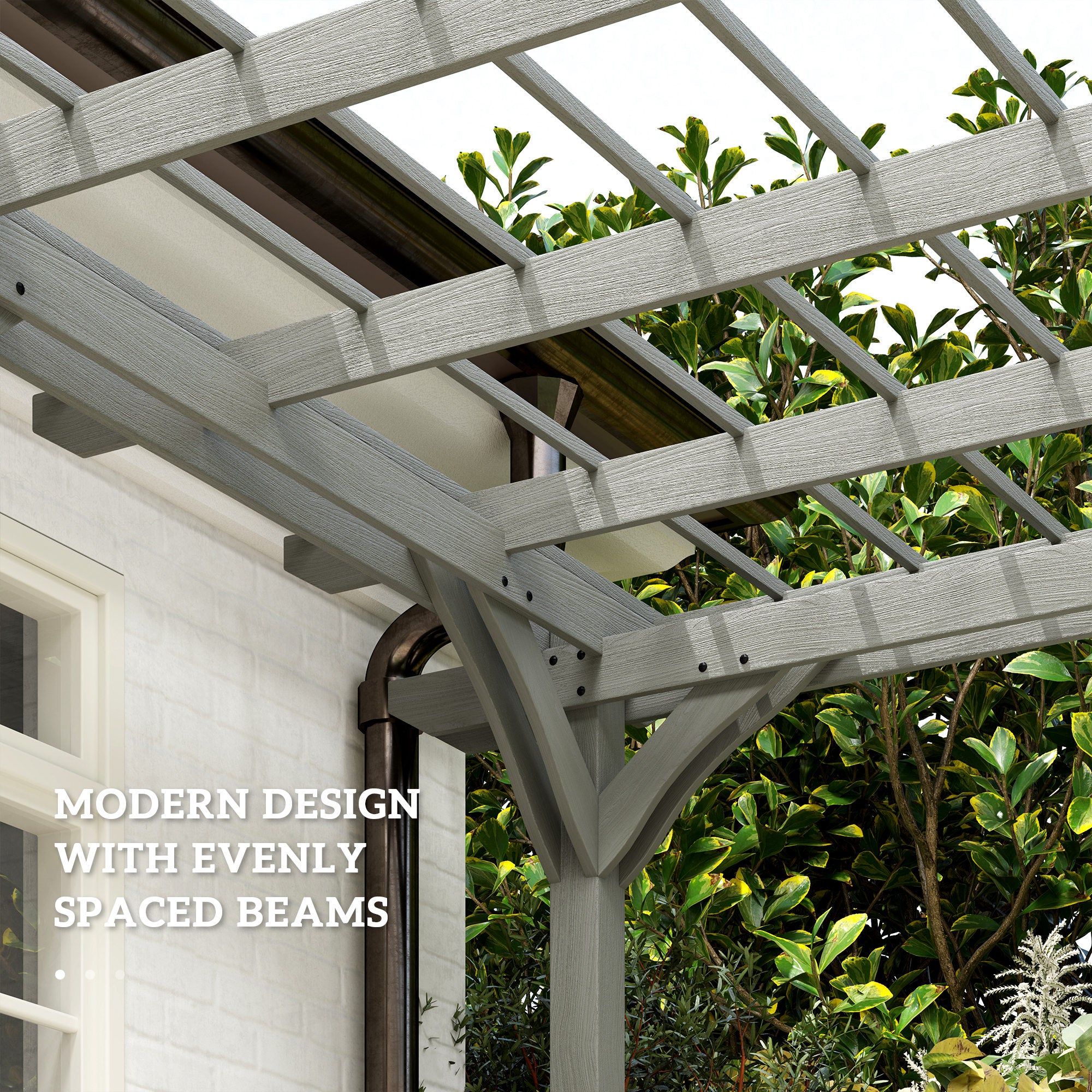12' x 16' Outdoor Pergola, Wood Gazebo Grape Trellis with Stable Structure for Climbing Plant Support, Gray