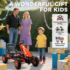 Kids Go Kart, Pedal Car with Adjustable Seat, EVA Wheels, Brake, for Boys & Girls Aged 3-8 Years Old, Red