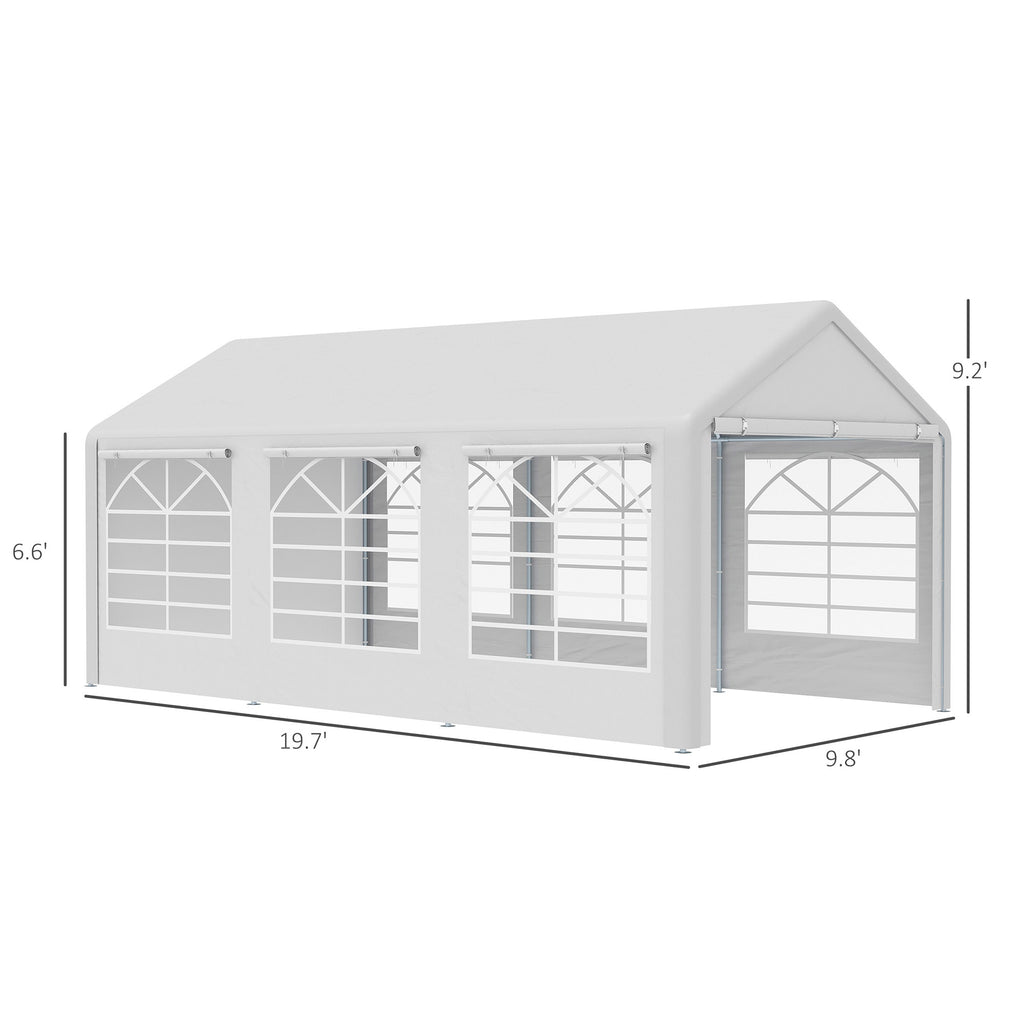 10' x 20' Heavy Duty Party Tent & Carport with Removable Sidewalls and Double Doors, Large Canopy Tent, Sun Shade Shelter, for Parties, Wedding, Outdoor Events, BBQ, White