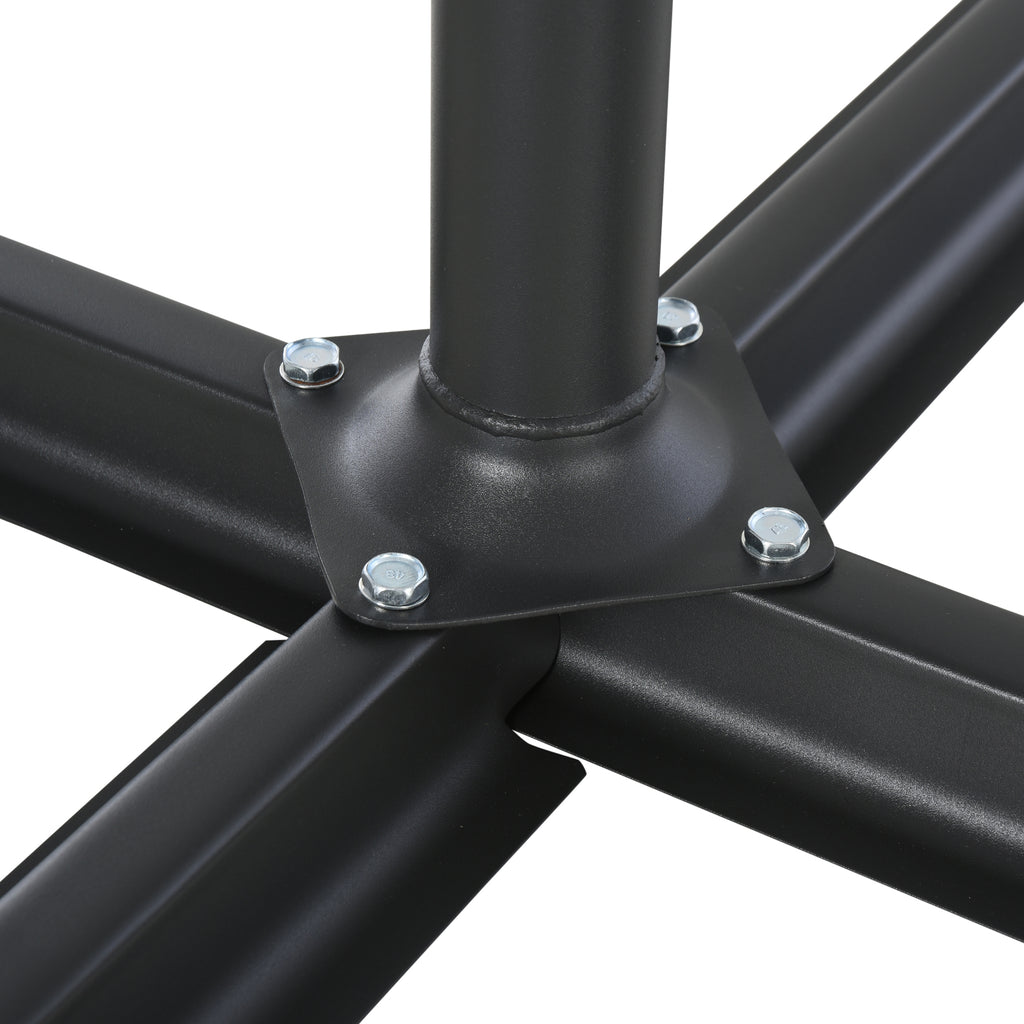 Umbrella Stand Fitting 2" Poles and Steel Base with 4 Fillable Plastic Weights, 4 Gal. Capacity Each - Black