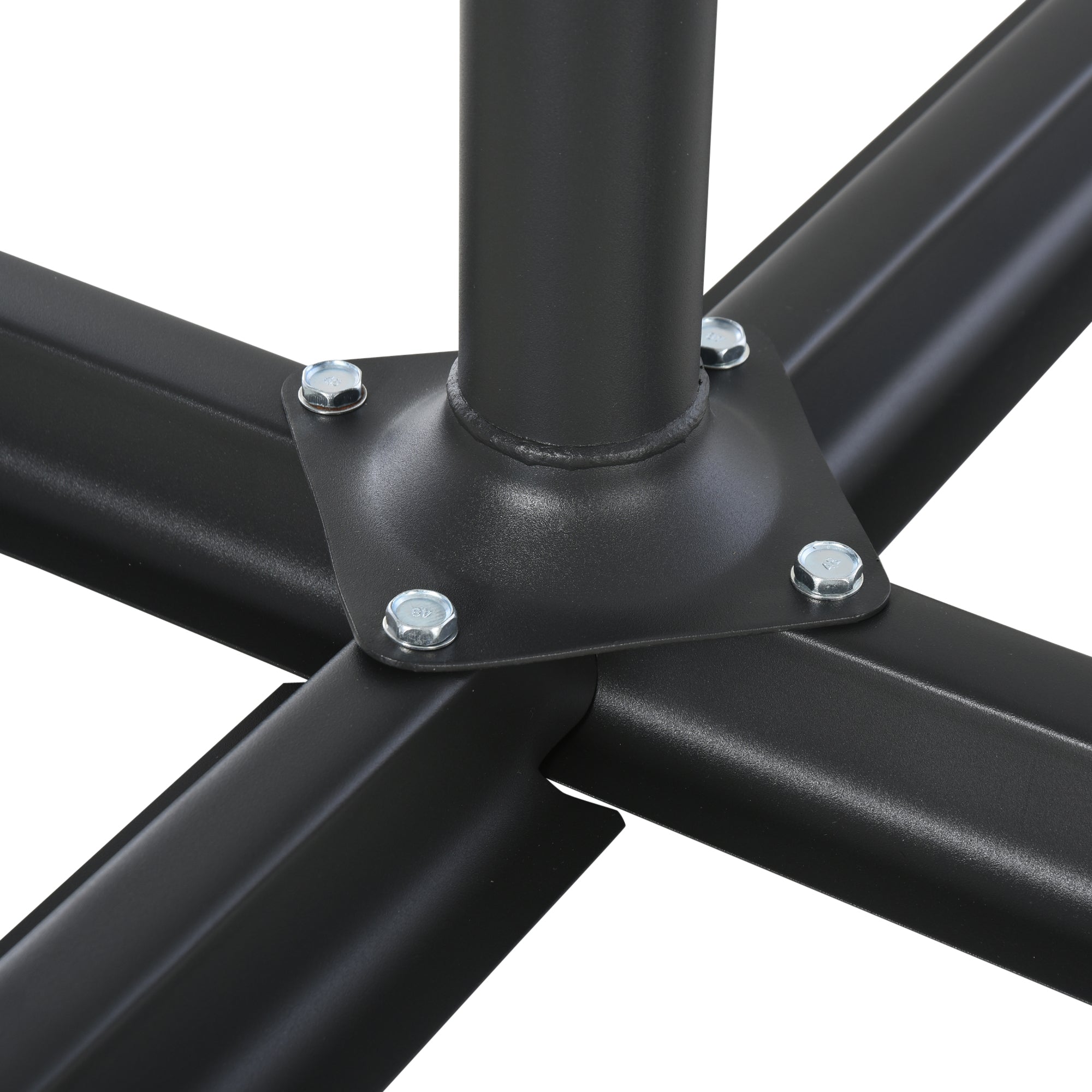 Umbrella Stand Fitting 2" Poles and Steel Base with 4 Fillable Plastic Weights, 4 Gal. Capacity Each - Black