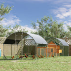 Large Metal Chicken Coop with Waterproof and Anti-UV Cover for Yard, Outdoor, Duck, Rabbit, 9.2' x 24.9' x 6.5'