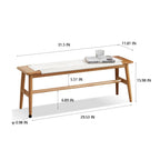 Solid Dining Bench with Handwoven Cane Seat, Versatile Wood Bench for Dining Room or Bedroom, 31.5″ L x 12″ W x 16″ H, White
