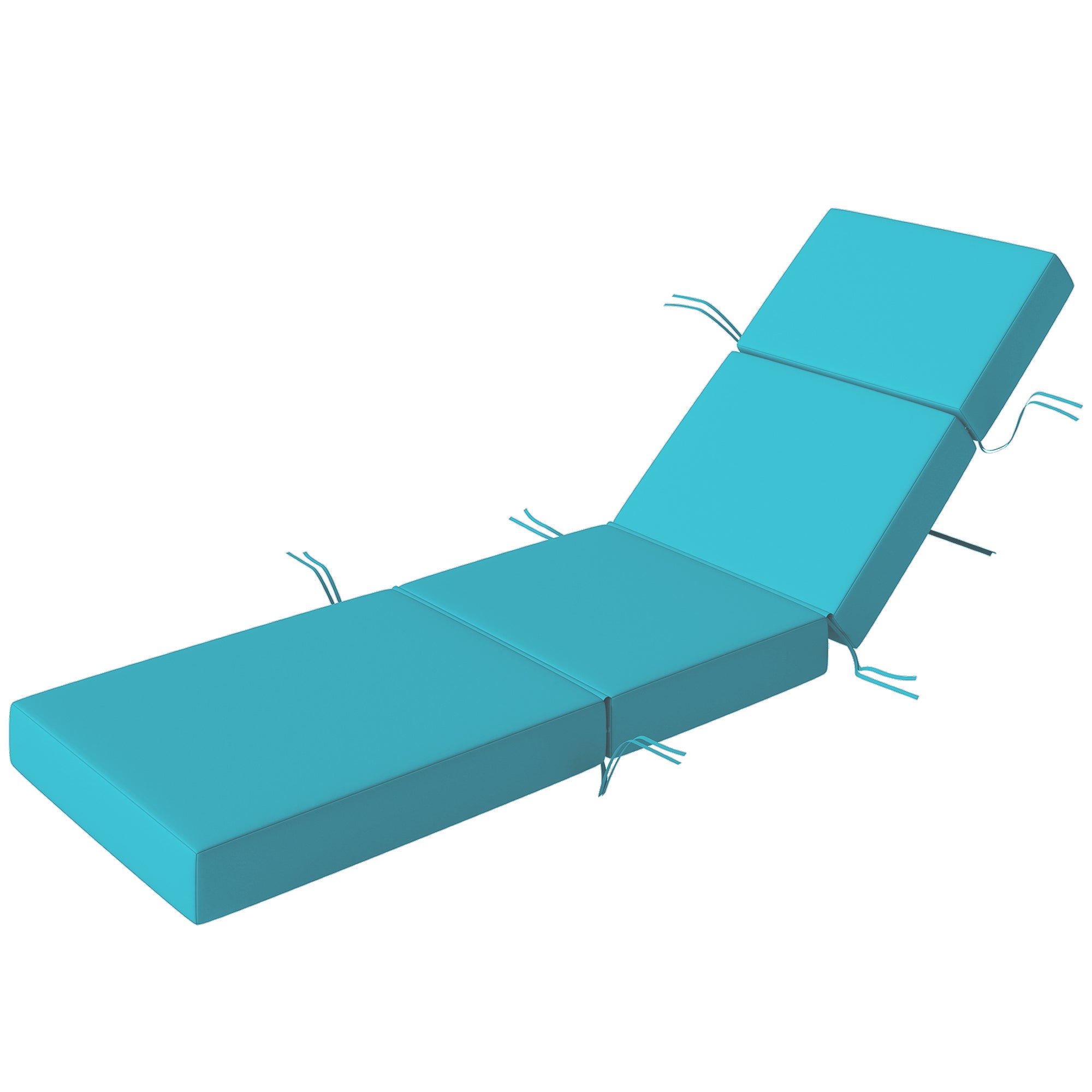 Chaise Lounge Cushion, 4" Thick Outdoor Lounge Chair Cushion with Ties for Patio, 21" x 72", Blue