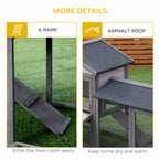 58" Large Rabbit Hutch Outdoor Indoor, Wooden Bunny Hutch, Guinea Pig Cage with Run, Removable Tray, Asphalt Roof, Lockable Doors and Ramp, for 1-2 Small Rabbits, Chickens, Ducks, Dark Gray
