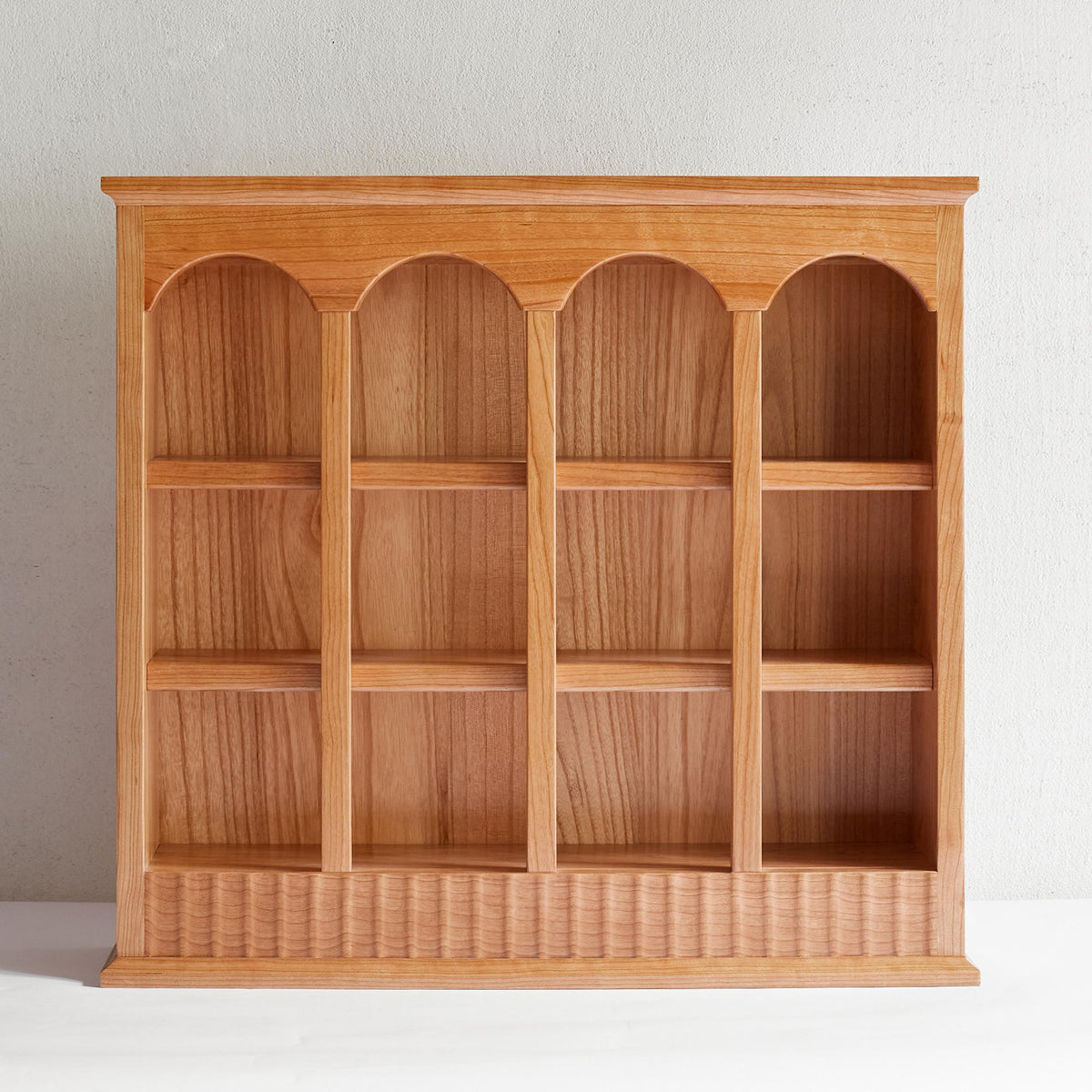 Solid Cup Storage Rack with Ample Shelving & Eco-Friendly Finish, Durable Cabinet for Dining Space, 24.5″ L x 6″ W x 22″ H, Natural Cherry