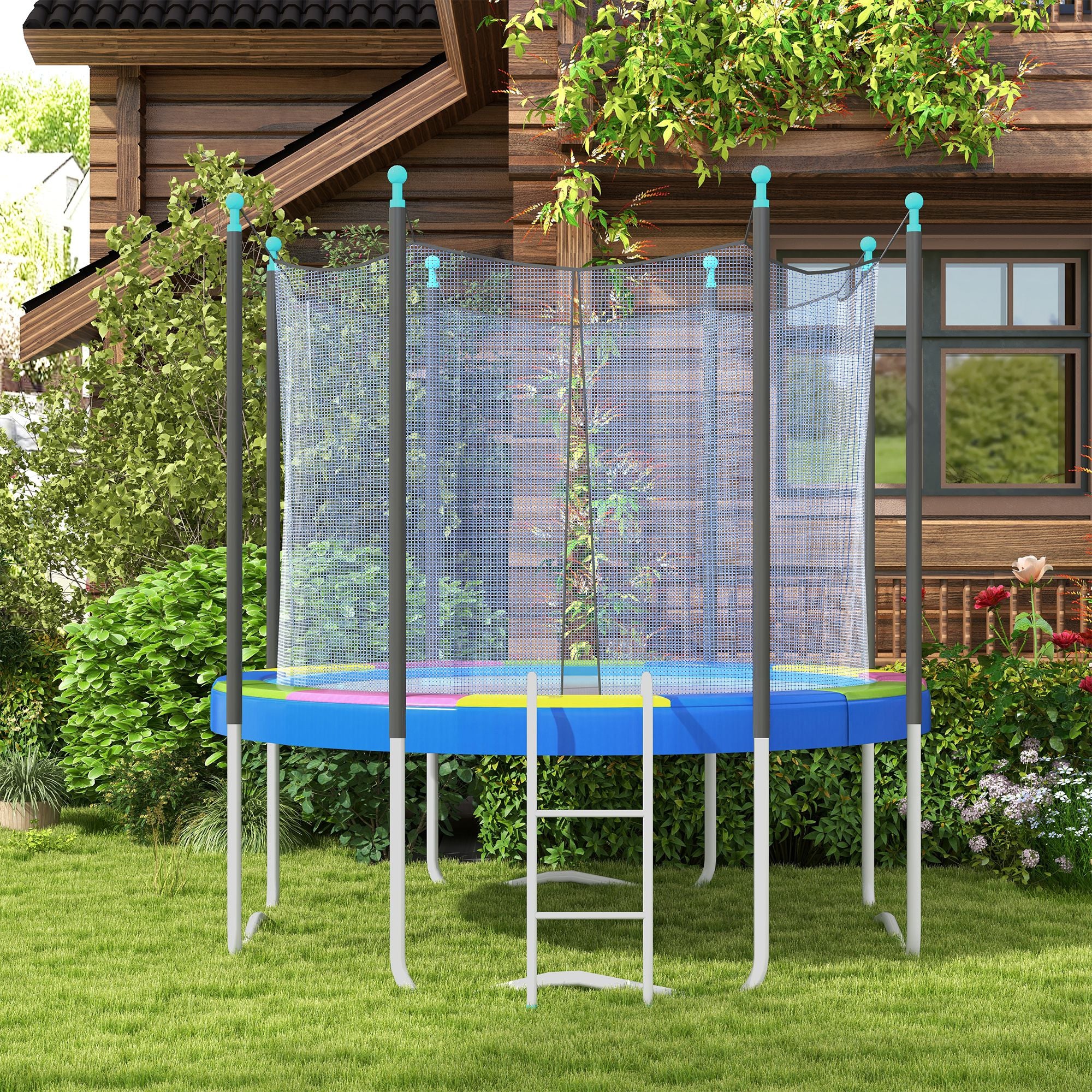 12FT Trampoline Spring Cover, Safety Trampoline Pad Replacement, Waterproof and Tear Resistant, All Weather Trampoline Accessories, No Holes for Pole, Multi Color