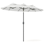 Double Sided Patio Umbrella, 9.7' Large Outdoor Market Umbrella with Push Button Tilt and Crank, 3 Air Vents and 12 Ribs, for Garden, Deck, Pool, White