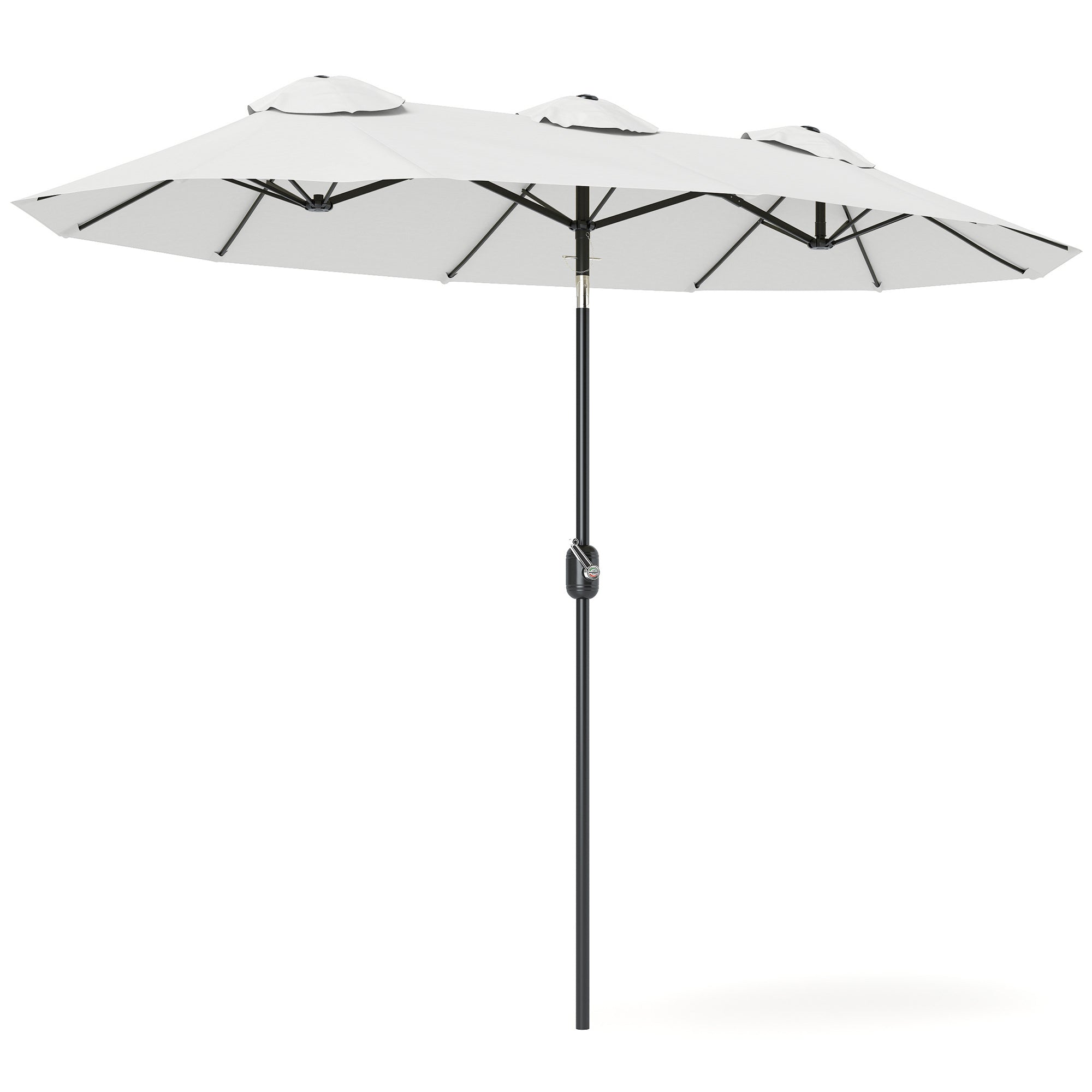 Double Sided Patio Umbrella, 9.7' Large Outdoor Market Umbrella with Push Button Tilt and Crank, 3 Air Vents and 12 Ribs, for Garden, Deck, Pool, White