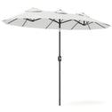 Double Sided Patio Umbrella, 9.7' Large Outdoor Market Umbrella with Push Button Tilt and Crank, 3 Air Vents and 12 Ribs, for Garden, Deck, Pool, White