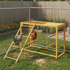 Wooden Chicken Activity Play w/ Swing Set, Chicken Coop Toy, Natural