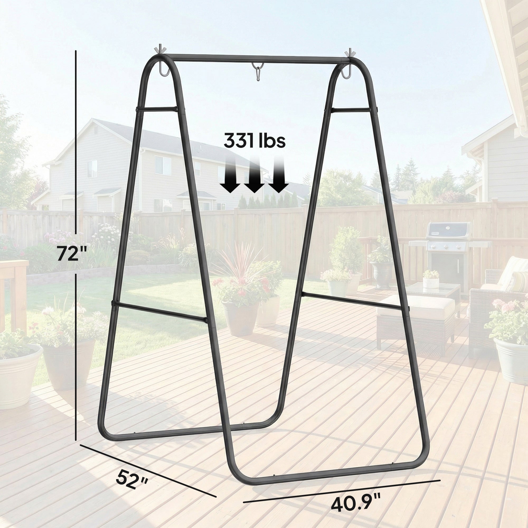 Hammock Chair Stand Only Heavy Duty Solid Steel A-Frame for Hanging Hammock, Egg Chair, Max Load 330 LBS, Black
