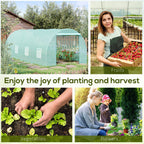 20' x 10' x 7' Walk-In Tunnel Greenhouse with Zippered Door & 8 Mesh Windows, Large Garden Green House Kit, Galvanized Steel Frame, Green