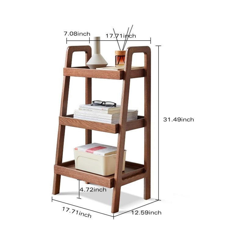 3-Tier Storage Shelf with Ladder-Style Shoe Rack, Waterproof Ladder Shelf with Easy-Clean Finish, 17.5″ L x 12.5″ W x 31.5″ H, Walnut
