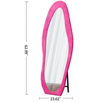 Full-Length Mirror with Flannel-Wrapped Wooden Frame, Irregular Wavy Design, Tempered Glass for Living Room, 63" L x 24" W x 2.5" H, Rose Pink