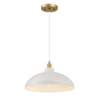 Pendant Lamp with Astral Single Light, Brass Finish for Entrance or Kitchen Island, 14" L x 14" W x 8" H, Gold+White