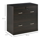 2-Drawer File Cabinet with Lock and Keys, Lateral Storage Filing Cabinet with Hanging Bar for Letter Size, Home Office, Walnut