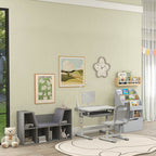 6-Cubby Kids Bookcase with Reading Nook and Cushion, Multi-Purpose Storage Organizer for Bedroom, Living Room, Grey
