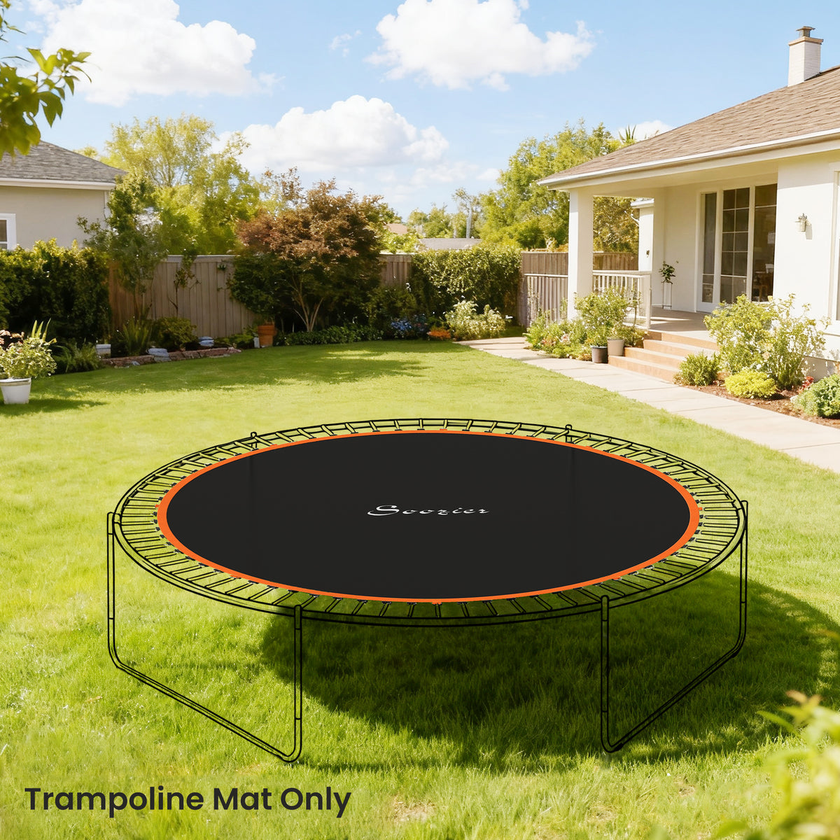 Trampoline Replacement Mat, Fits 12' Trampoline w/ 72 V-Hooks & 5.5" Springs (Spring & Frame not Included), Orange
