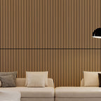 4-Pack Wood Slat Acoustic Wall Panels with MDF & High-Density Polyester, Fluted Cladding for Wall or Ceiling, 45.5" L x 23.5" W x 1" H, White Oak
