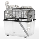 2 Tier Hamster Cage with 12" Deep Tray, Tube System, Water Bottle, Ramp, Feeding Bowl, 23" x 17" x 22", Black
