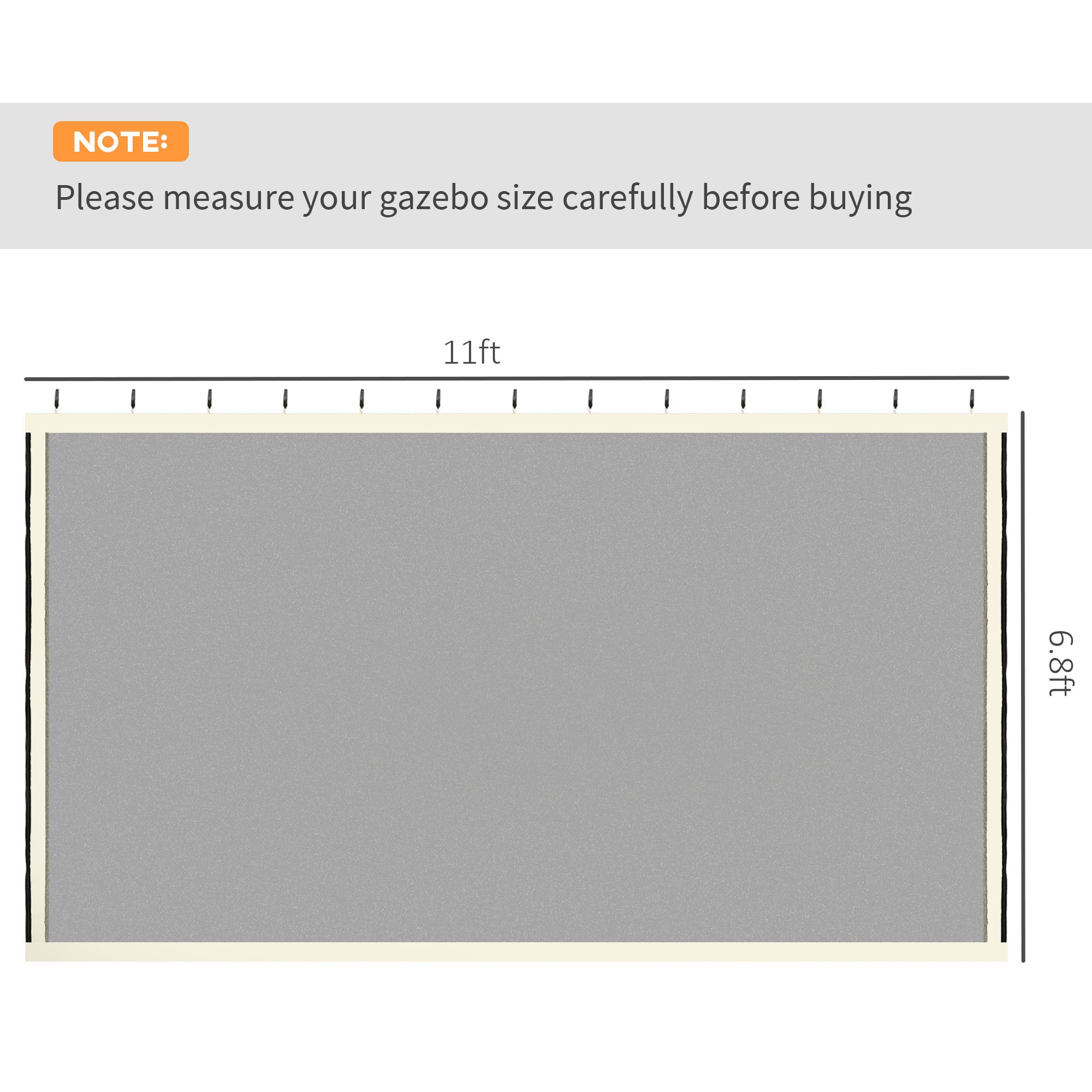 Replacement Mesh Sidewall Netting for 10' x 12' Gazebos and Canopy Tents with Zippers, (Sidewall Only) Cream