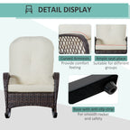 Outdoor PE Rattan Wicker Recliner Rocker Chair w/ Soft Cushion for Garden