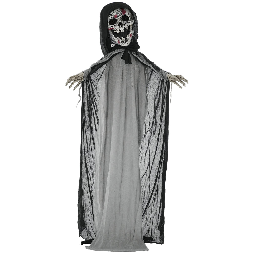 74" Life Size Outdoor Halloween Decorations Skeleton Witch, Animated Prop Animatronic Decor with Sound and Motion Activated, Light Up Eyes and Chest, Howling and Chain Sound