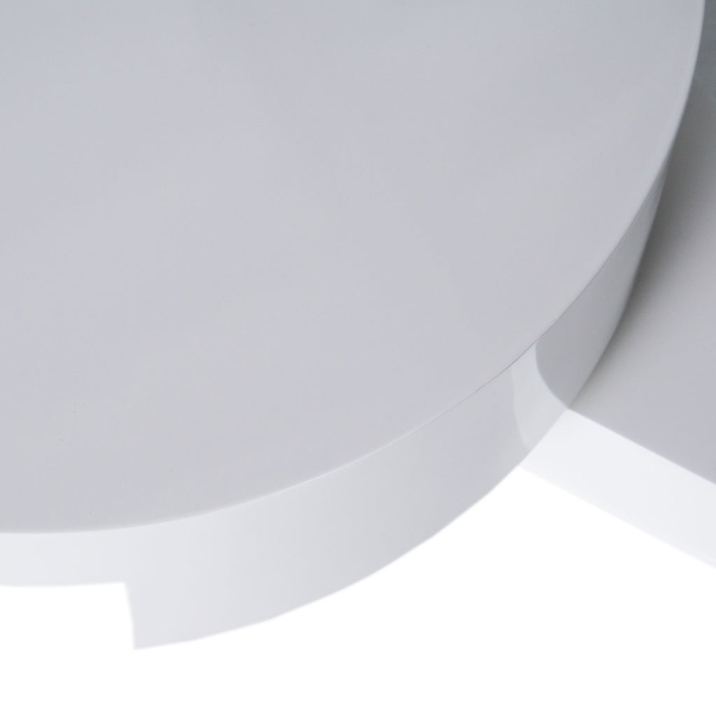 Modern Rotating Coffee Table with 2 Circular Swivel Levels, High Gloss Finish, 23.6" x 23.6" x 13", White