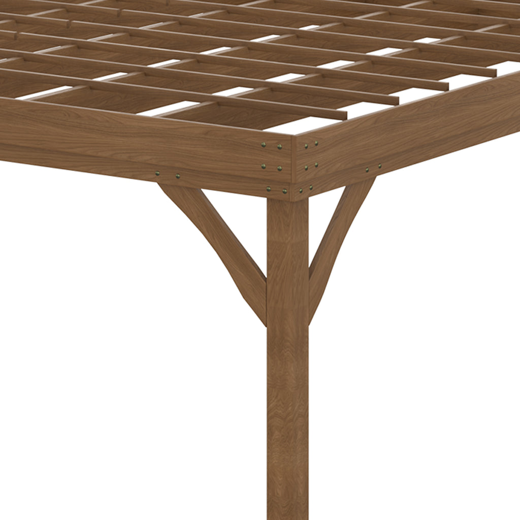 10' x 12' Outdoor Wooden Pergola, Grape Vine Gazebo with Concrete Anchors for Garden, Patio, Backyard, Deck, Brown