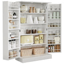 41" Modern Kitchen Pantry Freestanding Storage Cabinet with Double Doors Adjustable Shelves for Living Room - White