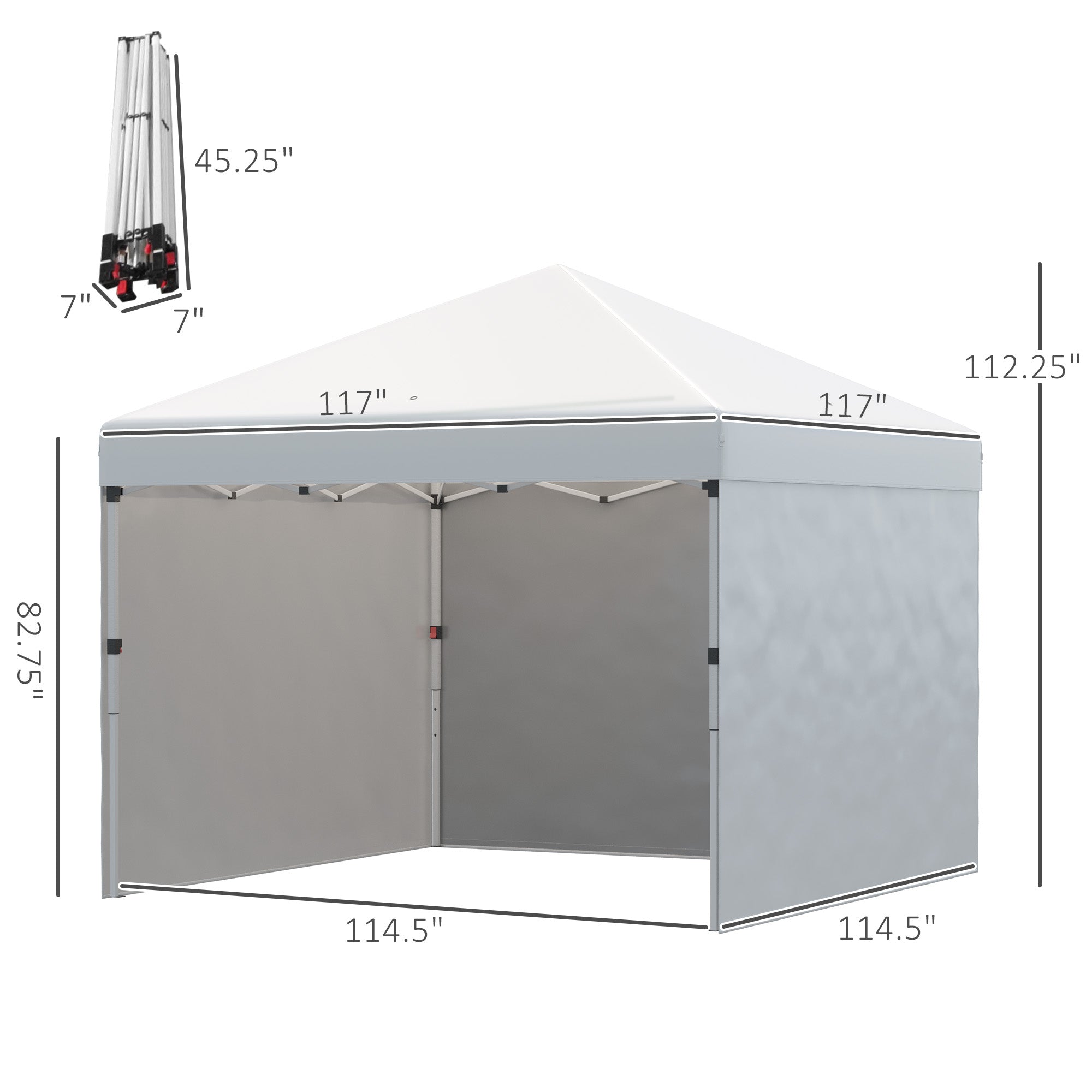 10' x 10' Pop Up Canopy Tent with 3 Sidewalls, Leg Weight Bags and Carry Bag, Height Adjustable, Instant Party Tent Event Shelter Gazebo for Garden, Patio, Cream