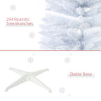 5' Decorated Christmas Tree Snow Flocked Artificial Christmas Tree with Pencil Shape, Realistic Branches, White