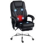 Massage Office Chair, Heated Reclining Computer Chair with Adjustable Height and Footrest, Black