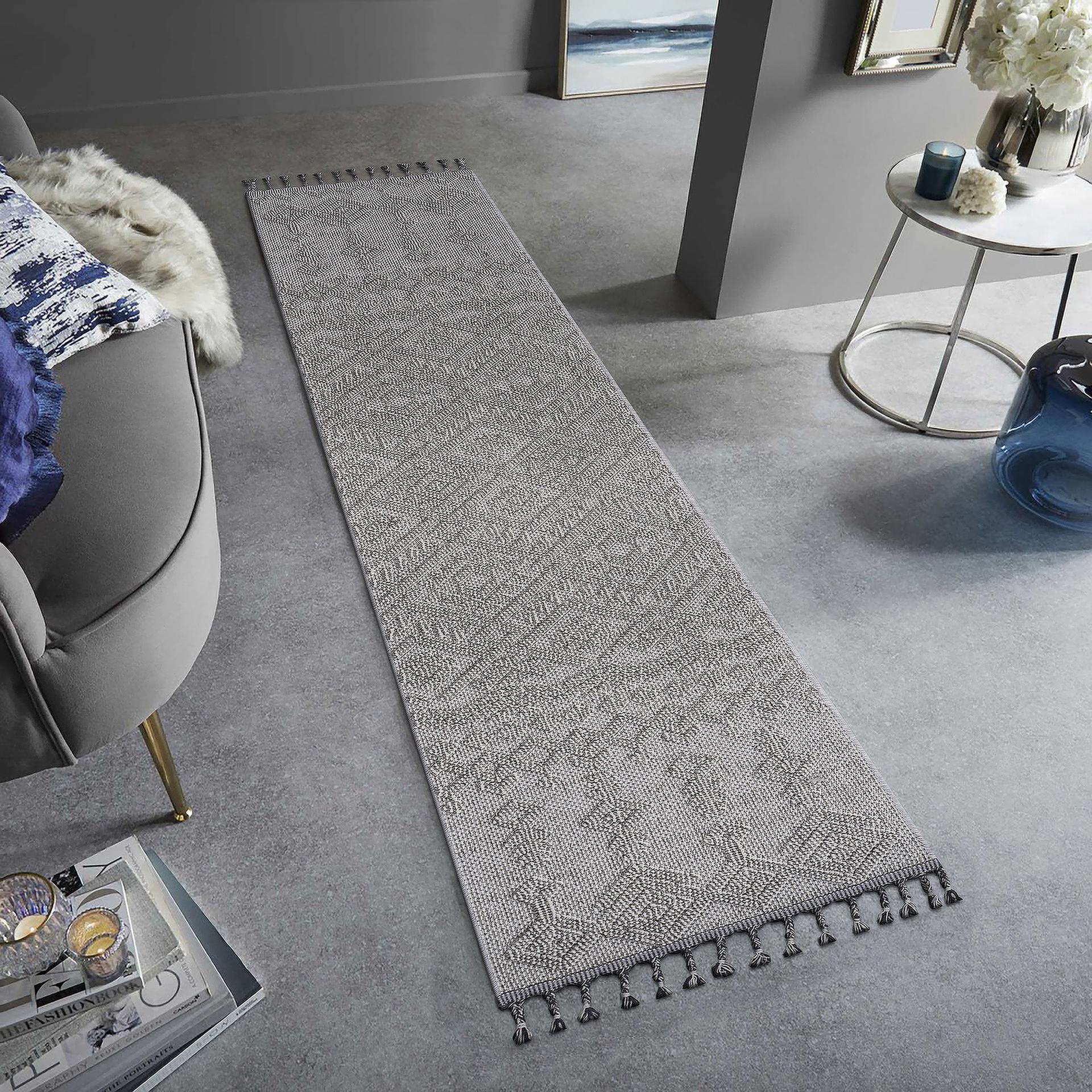 2x8 Indoor Outdoor Stain Resistant Area Rug with Medium Pile, Easy Maintenance, Kid and Pet-Friendly Carpet, 96" L x 26" W x 0.3" H, White