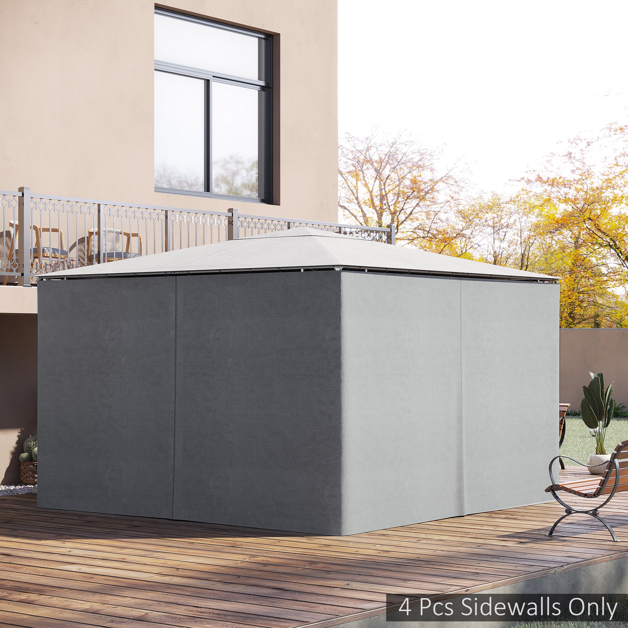9.84' x 13.1' Gazebo Sidewall Set with Hooks/C-Rings, Light Gray