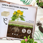 Galvanized Planter Box, 24" x 24" x 73.5" Raised Garden Bed with Tomato Cage for Climbing Vines, Cream
