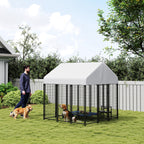 Outdoor Dog Kennel with Roof, 6' x 6' x 6' Heavy Duty Welded Wire Dog Playpen Enclosure with Escape-proof Lock