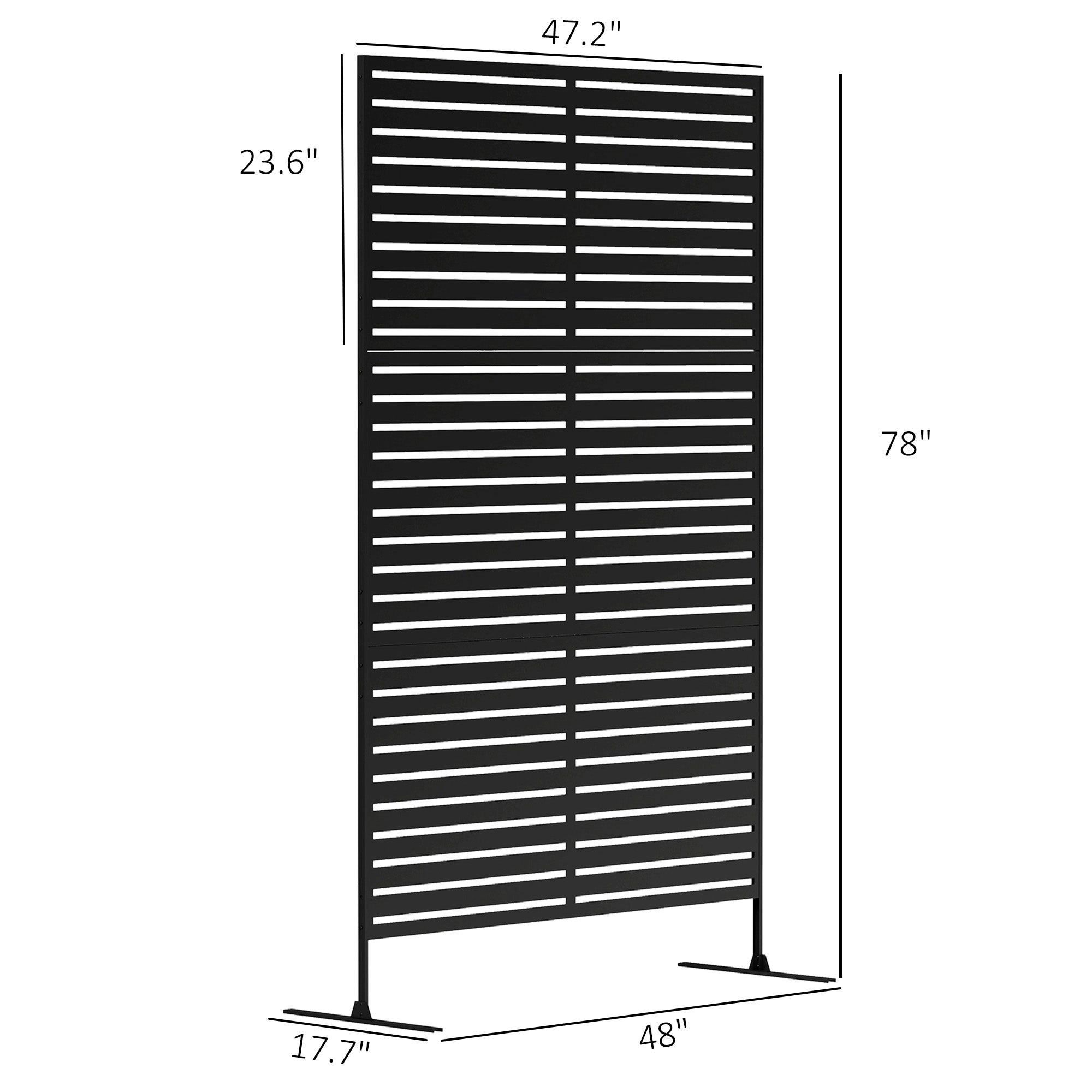 Decorative Privacy Fence Screen, Metal Outdoor Privacy Screen Climbing Plant Trellis with Stand, 78" H x 48" W, Black