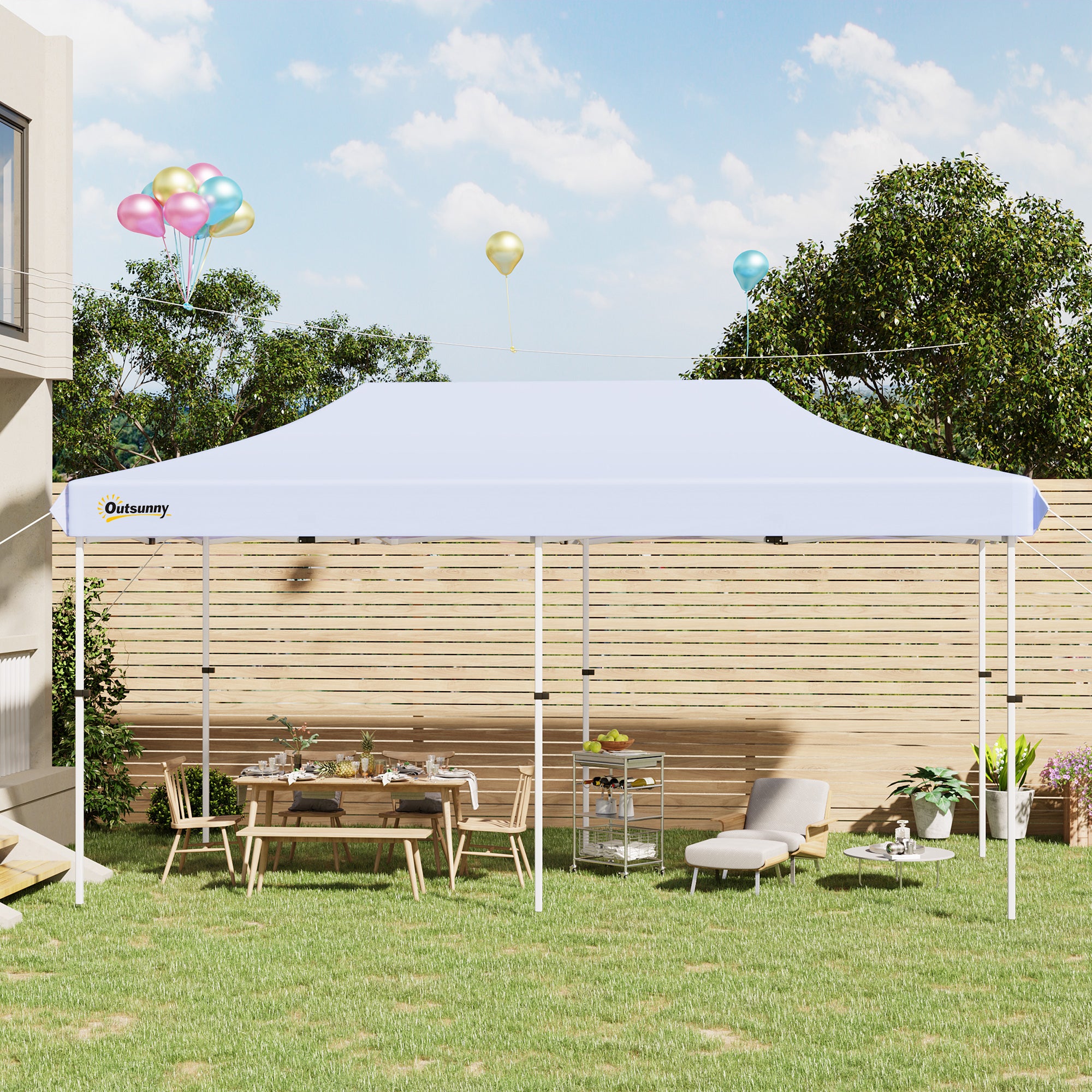 10'x20' Aluminum Pop Up Canopy Tent, Upgraded Thicker Tube Instant Party Tent with Wheeled Bag, 2-Level Adjustable, XL Large Ground Stakes for Events Patio Backyard