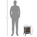 Electric Fireplace Heater, Freestanding Fireplace Stove with Realistic Logs and Flame Effect, 750W/1500W, Gray