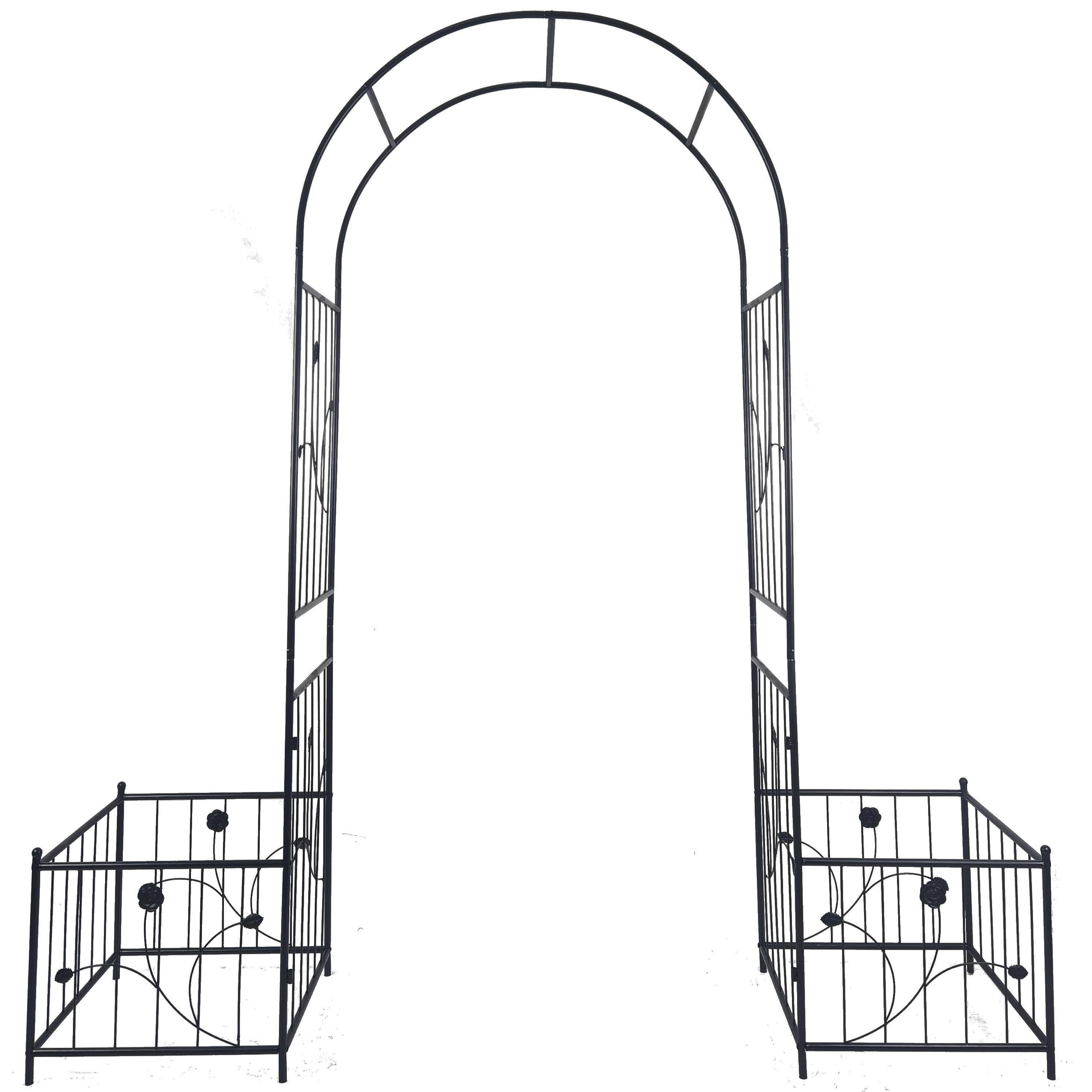Metal Garden Arch with Anti-Rust Coating, Plant Stands, Easy Assembled Climbing Plants Support, 79.5" L x 20" W x 86.5" H, Black